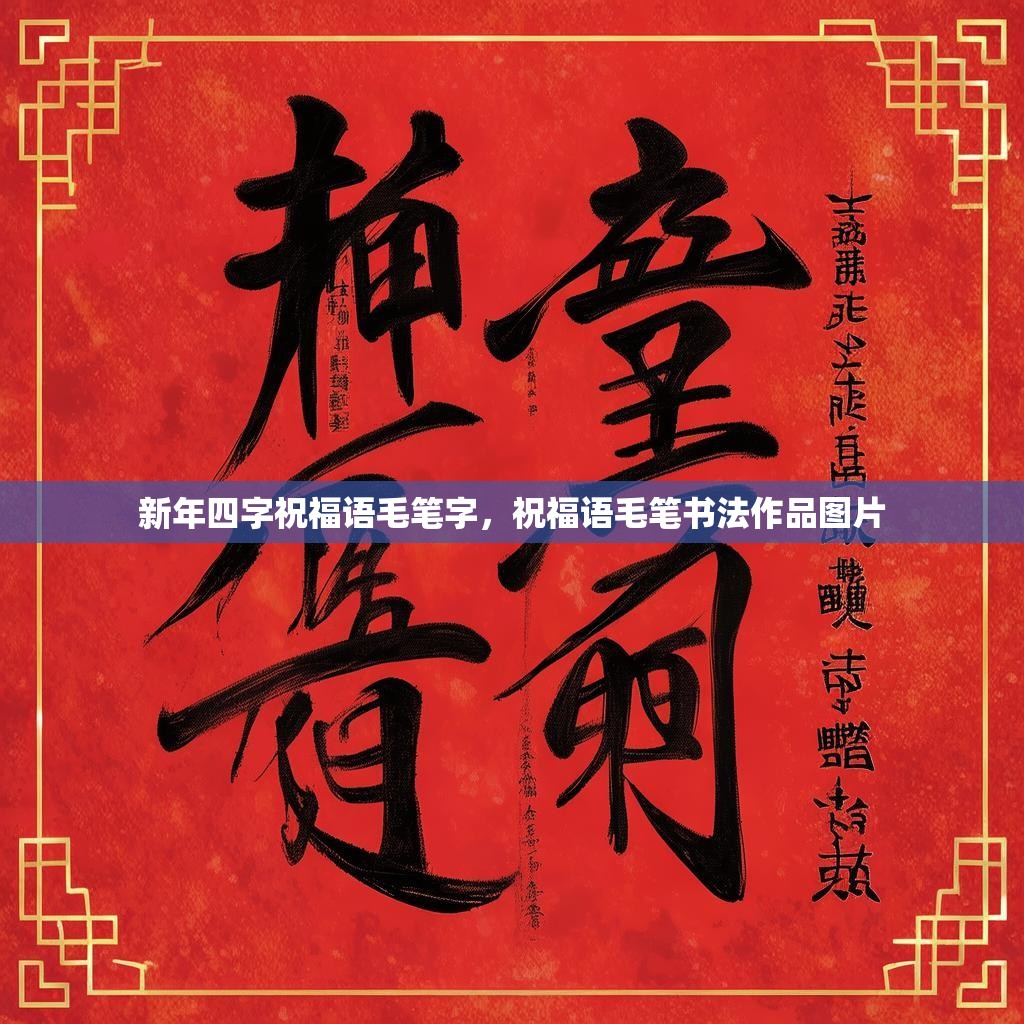 新年四字祝福语毛笔字,祝福语毛笔书法作品图片