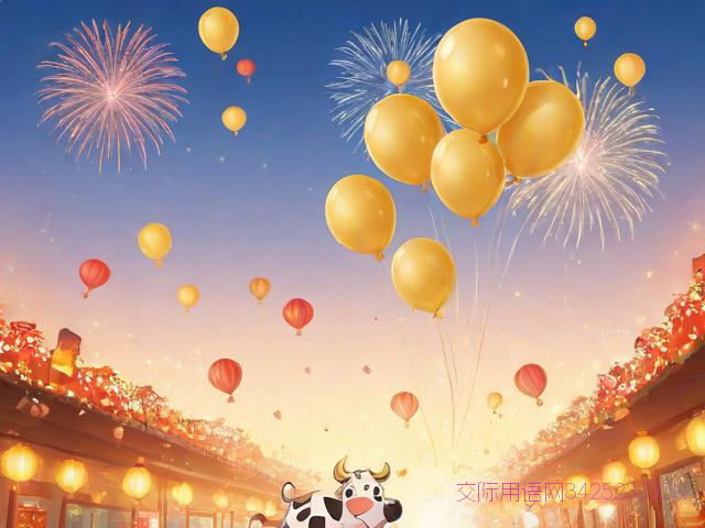 牛年祝福语图片动漫，牛年祝福精美图片